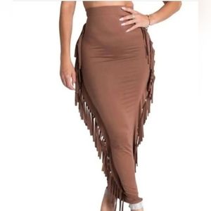 Brown fringe Maxi skirt